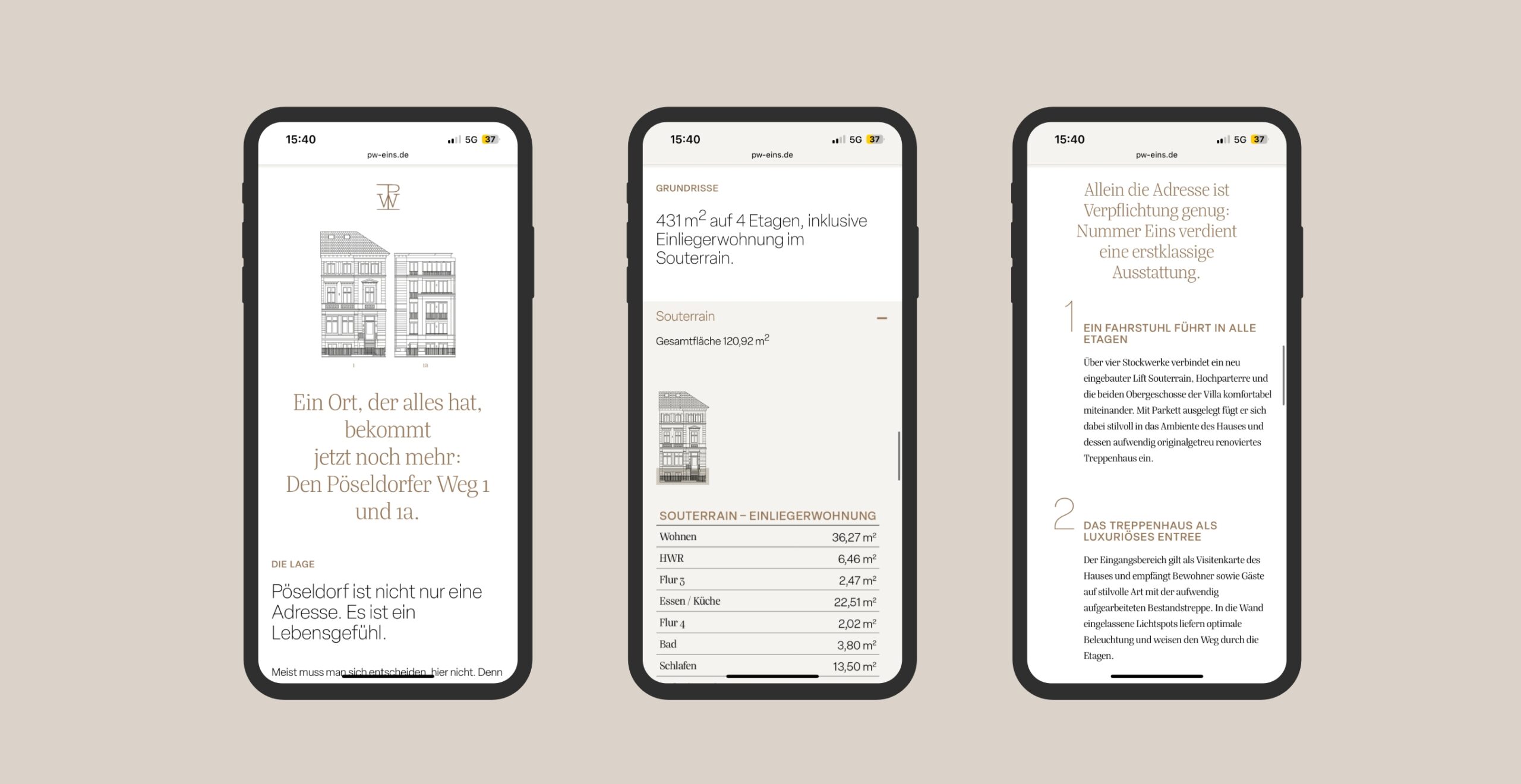 Mobile Website für Immobilienbranding Hamburg – Studio Stertz digitale Markeninszenierung